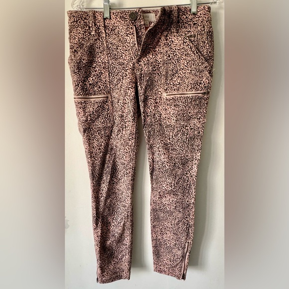 Joie Animal Print Cargo Moto Skinny Jeans Size 28 in Pink - Picture 4 of 7